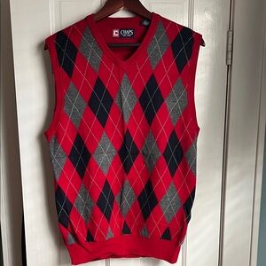 Chaps Red and Black Argyle Vest